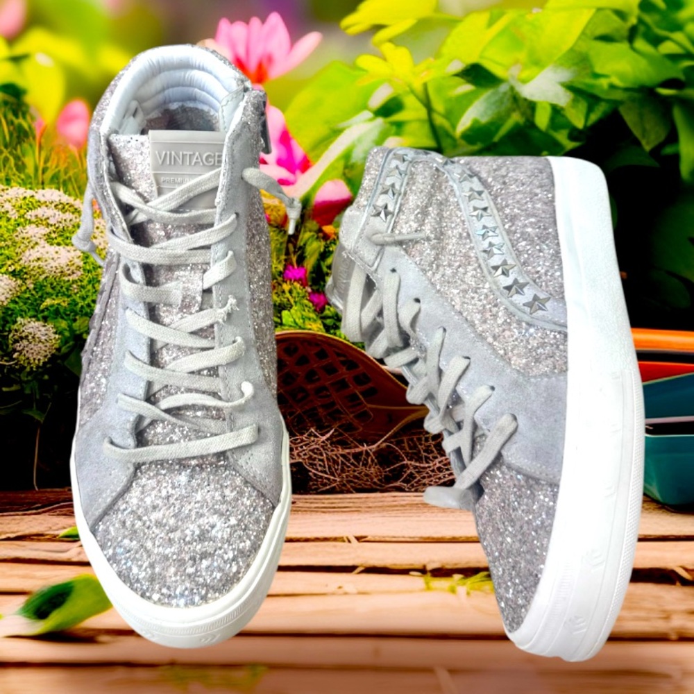Vintage Havana Hailey high top Glitter sneakers women’s tennis shoes size 9